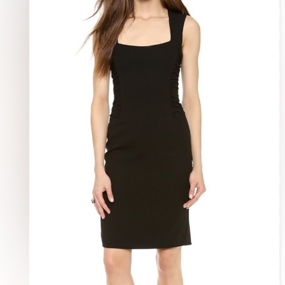 L’agence Black Ruched Sheath Dress Size 8 - Picture 3 of 14